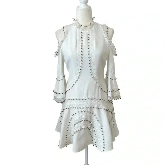 Mackenzie And Me White Beaded Cold Shoulder Dress - Picture 2 of 8